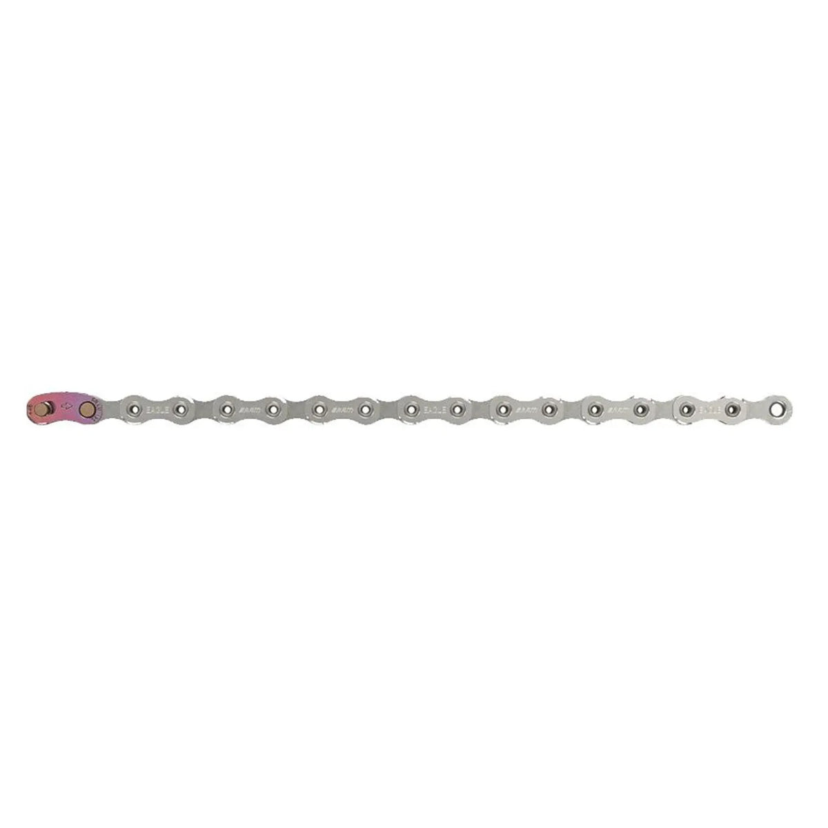 SRAM X01 Eagle 12 speed chain in silver.
