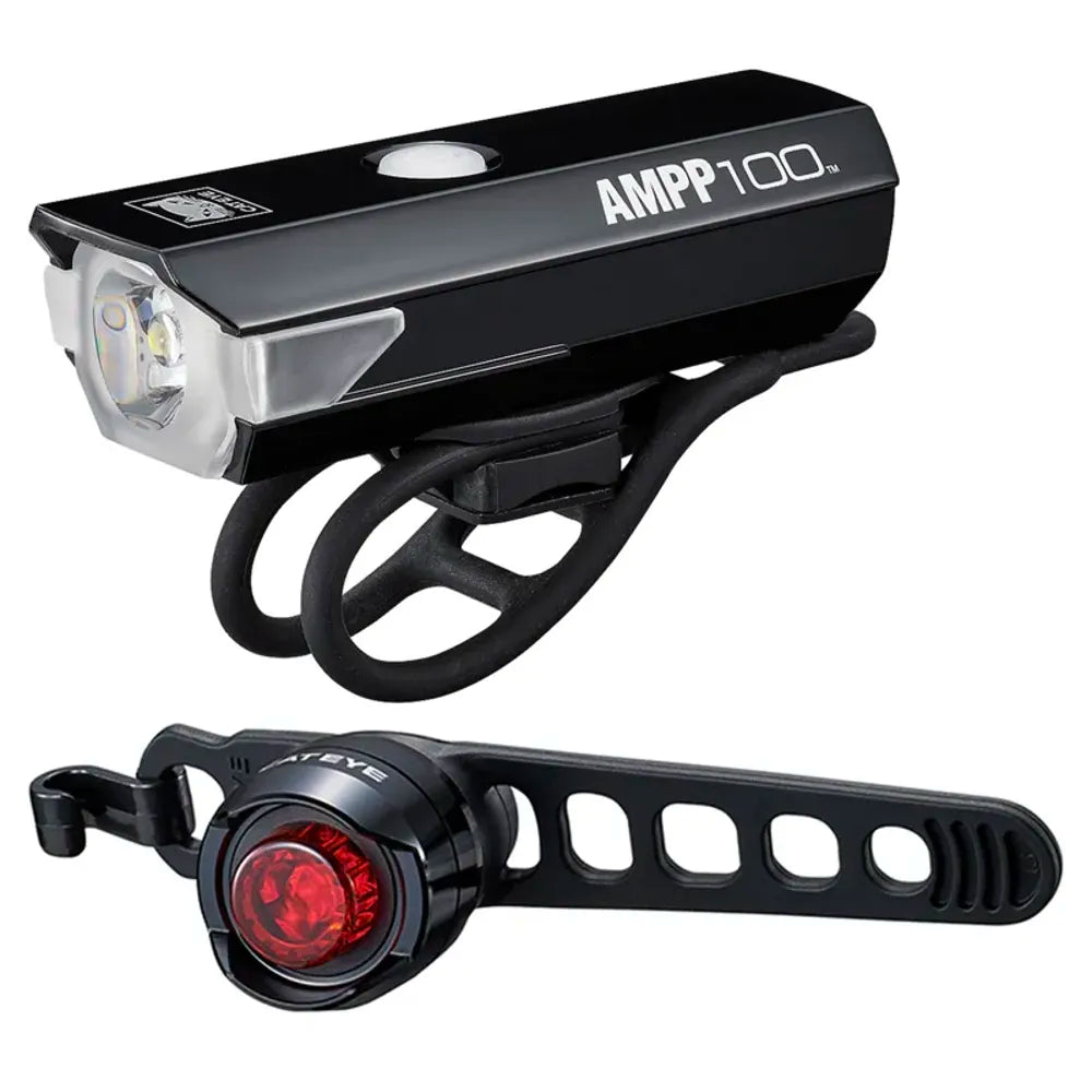 CatEye AMPP 100 / Orb Rechargable Bike Light Set: BLACK size