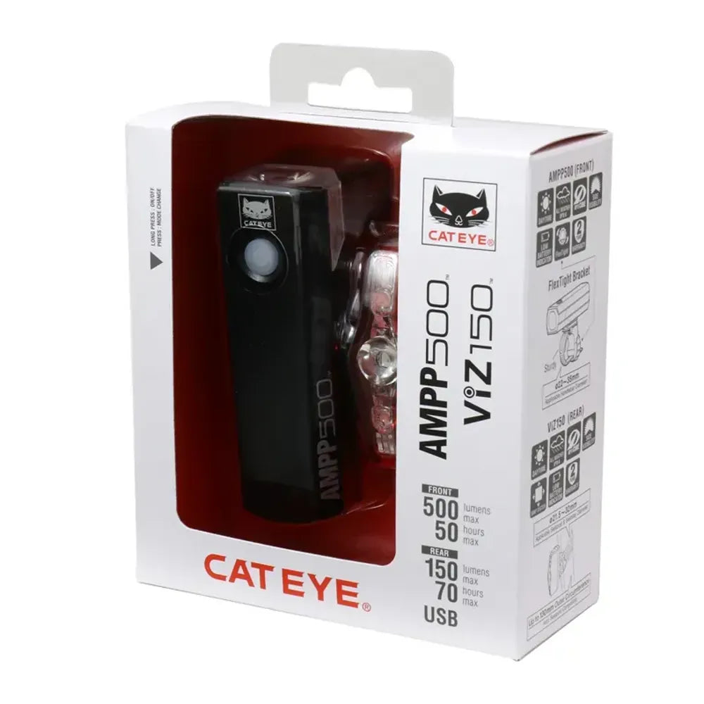CatEye AMPP 500S / VIZ 150 Bike Light Set 2025: size
