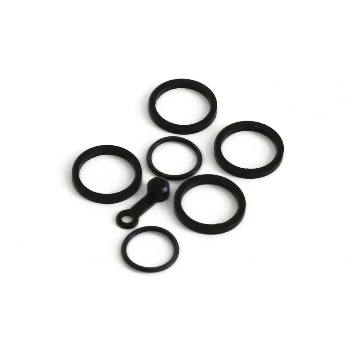 Hope M4 2009 / E4 2013+ caliper seal kit, including piston seals, bore cap o-rings and bleed nipple cap.