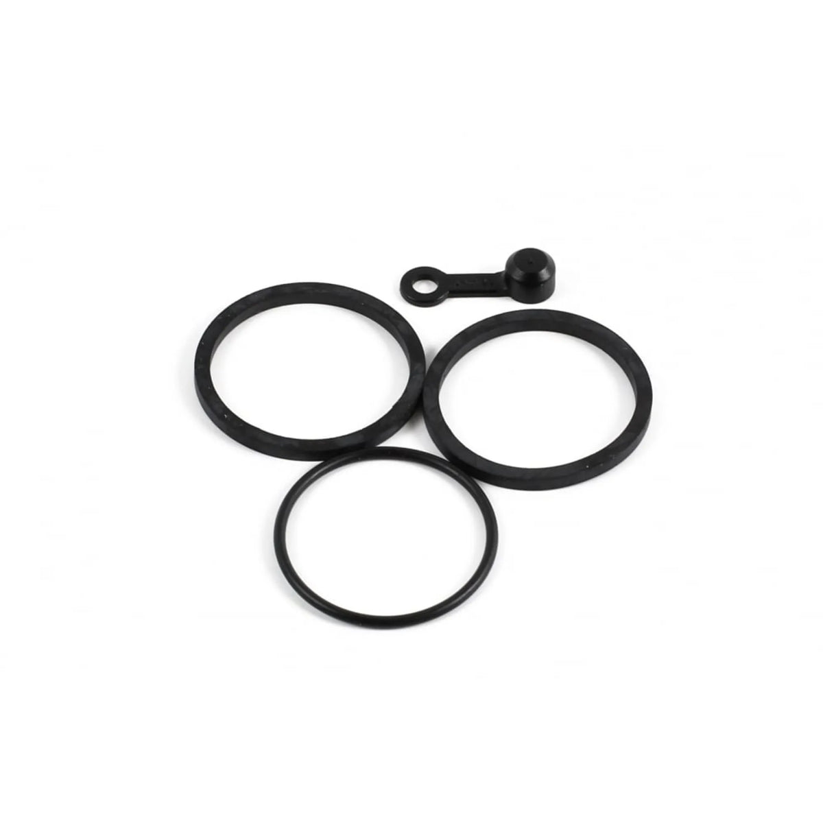 Hope V2 caliper seal kit, including piston seals, bore cap o-rings and bleed nipple cap.