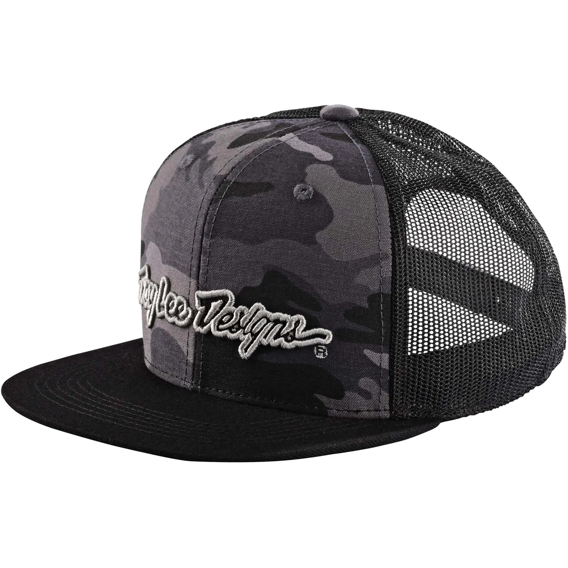 Troy Lee Designs Trucker Snapback Cap / Signature Camo - Black/Silver